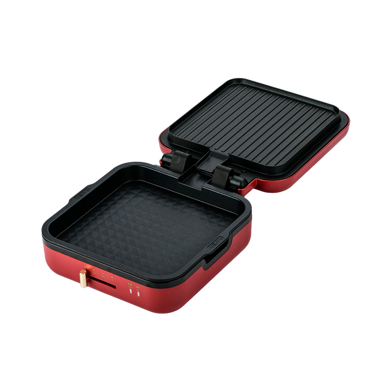 BJX-S017 24x24 cm grillpande med grill (temperaturkontrol + trækornshåndtag)