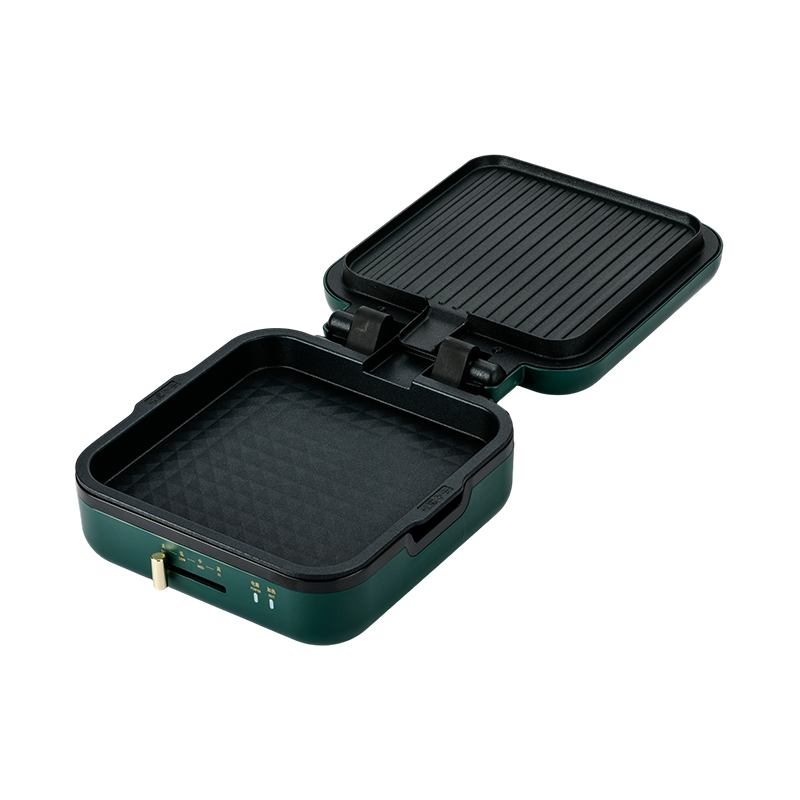 BJX-S017 24x24 cm grillpande med grill (temperaturkontrol + trækornshåndtag)