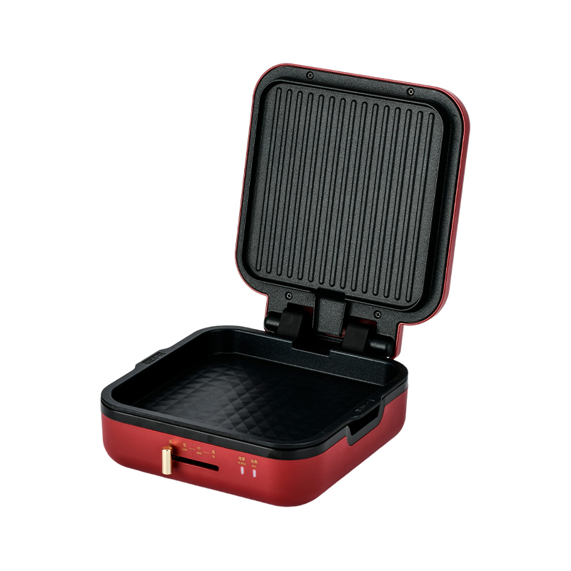 BJX-S017 24x24 cm grillpande med grill (temperaturkontrol + trækornshåndtag)